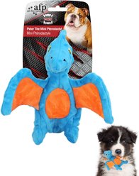 allforpaws My T-Rex Peter The Mini Pterodactyl Plush Squeaky Dog Toy, Blue, Small