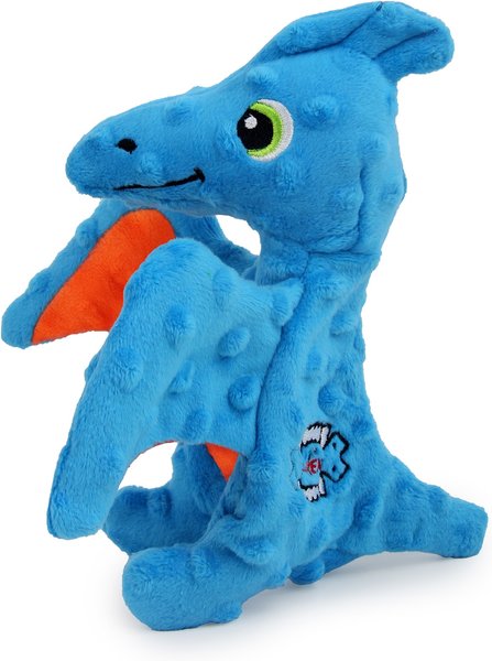 allforpaws My T-Rex Peter The Mini Pterodactyl Plush Squeaky Dog Toy, Blue, Small