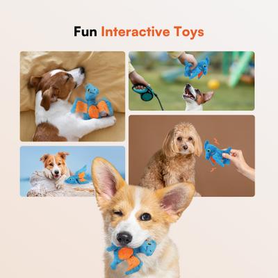 Show full view: allforpaws My T-Rex Peter The Mini Pterodactyl Plush Squeaky Dog Toy, Blue, Small slide 7 of 10