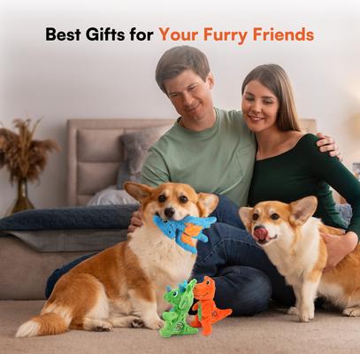 Show full view: allforpaws My T-Rex Peter The Mini Pterodactyl Plush Squeaky Dog Toy, Blue, Small slide 8 of 10