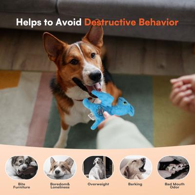 Show full view: allforpaws My T-Rex Peter The Mini Pterodactyl Plush Squeaky Dog Toy, Blue, Small slide 5 of 10