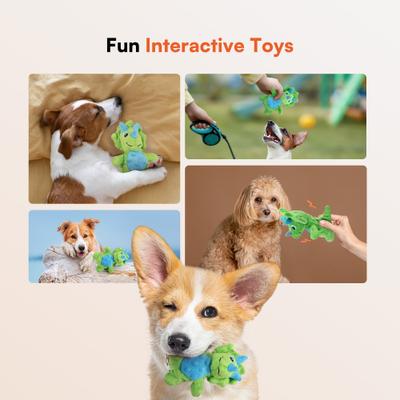 Show full view: allforpaws My T-Rex Thomas The Mini Triceratops Plush Squeaky Dog Toy, Green, Small slide 5 of 9