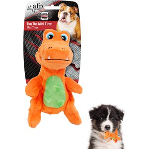 allforpaws My T-Rex Tim The Mini T-Rex Plush Squeaky Dog Toy, Orange, Small
