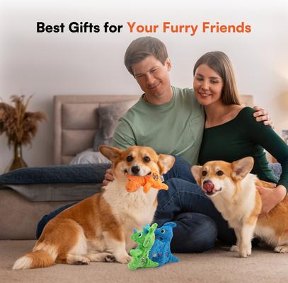 Show full view: allforpaws My T-Rex Tim The Mini T-Rex Plush Squeaky Dog Toy, Orange, Small slide 7 of 9