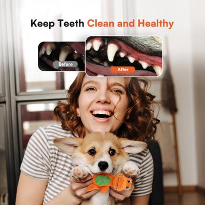 Show full view: allforpaws My T-Rex Tim The Mini T-Rex Plush Squeaky Dog Toy, Orange, Small slide 3 of 9