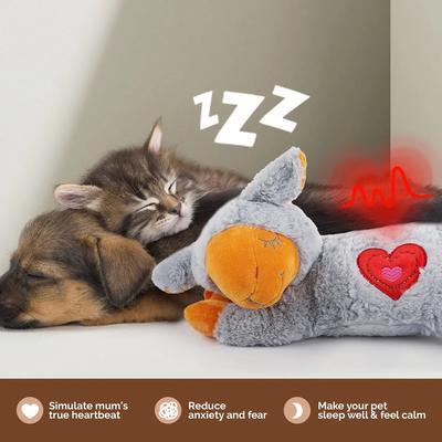 Show full view: allforpaws Pups Heart Beat Sheep Plush Dog Toy, Gray slide 3 of 10