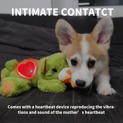 Show full view: allforpaws Pups Heartbeat 'N' Warm Pacifier Buddy Plush Dog Toy, Green slide 4 of 10