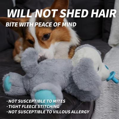 Show full view: allforpaws Pups Heartbeat 'N' Warm Pacifier Buddy Plush Dog Toy, White slide 5 of 9