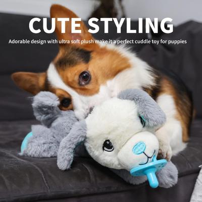 Show full view: allforpaws Pups Heartbeat 'N' Warm Pacifier Buddy Plush Dog Toy, White slide 4 of 9