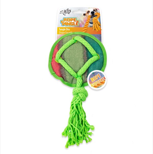 Show full view: allforpaws Rope Tangle Disc Dog Rope Tug Toy, Green slide 1 of 9