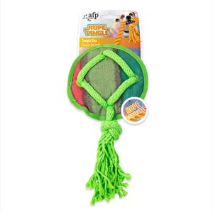 allforpaws Rope Tangle Disc Dog Rope Tug Toy, Green