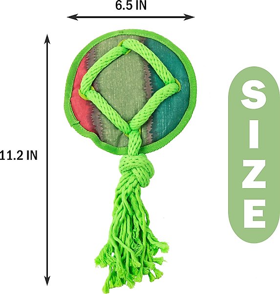 Show full view: allforpaws Rope Tangle Disc Dog Rope Tug Toy, Green slide 9 of 9