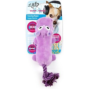 allforpaws Ultrasonic Dancing Hippo Plush Dog Toy, Purple