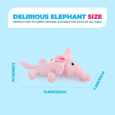 Show full view: allforpaws Ultrasonic Delirious Elephant Plush Dog Toy, Pink slide 7 of 10