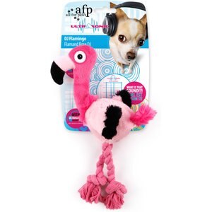 allforpaws Ultrasonic Dj Flamingo Plush Dog Toy, Pink