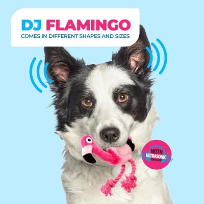 Show full view: allforpaws Ultrasonic Dj Flamingo Plush Dog Toy, Pink slide 7 of 9