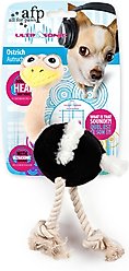 allforpaws Ultrasonic Ostrich Plush Dog Toy, Black, Small