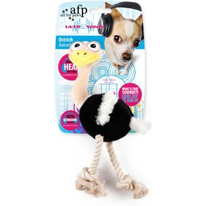 allforpaws Ultrasonic Ostrich Plush Dog Toy, Black, Small
