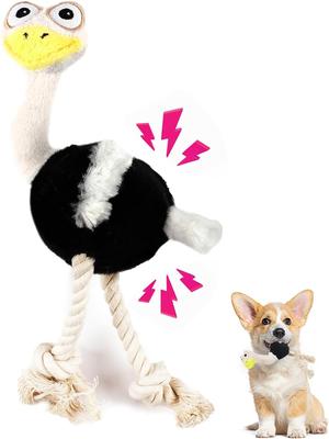 Show full view: allforpaws Ultrasonic Ostrich Plush Dog Toy, Black, Small slide 9 of 10