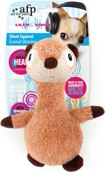 allforpaws Ultrasonic Silent Squirrel Plush Dog Toy, Brown