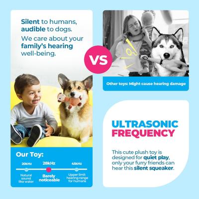 Show full view: allforpaws Ultrasonic Silent Squirrel Plush Dog Toy, Brown slide 3 of 11