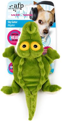 Show full view: allforpaws Ultrasonic Sky Gator Plush Dog Toy, Green slide 1 of 11