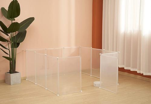 Show full view: Allisandro 12 Grid Panel DIY Transparent Plastic Exercise Pet Playpen, Clear, Large slide 2 of 7