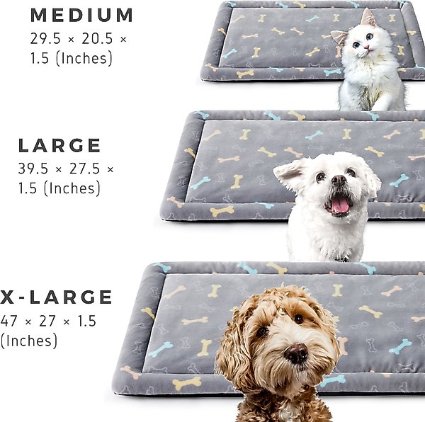 Show full view: Allisandro Cozy Anti-Slip Kennel Bed & Travel Companion Dog Crate Mat, Grey bone, Large slide 2 of 6