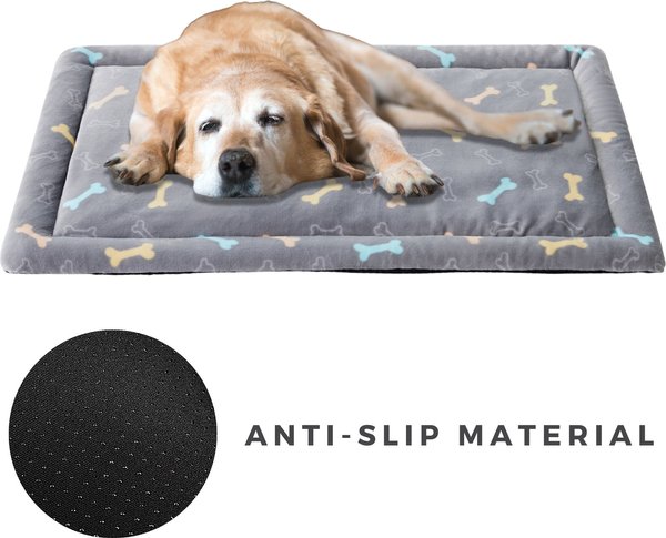 Show full view: Allisandro Cozy Anti-Slip Kennel Bed & Travel Companion Dog Crate Mat, Grey bone, Large slide 3 of 6