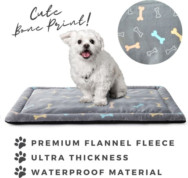 Show full view: Allisandro Cozy Anti-Slip Kennel Bed & Travel Companion Dog Crate Mat, Grey bone, Large slide 4 of 6