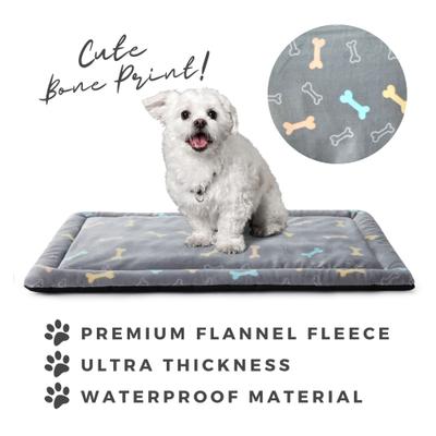 Show full view: Allisandro Cozy Anti-Slip Kennel Bed & Travel Companion Dog Crate Mat, Grey bone, Medium slide 4 of 5