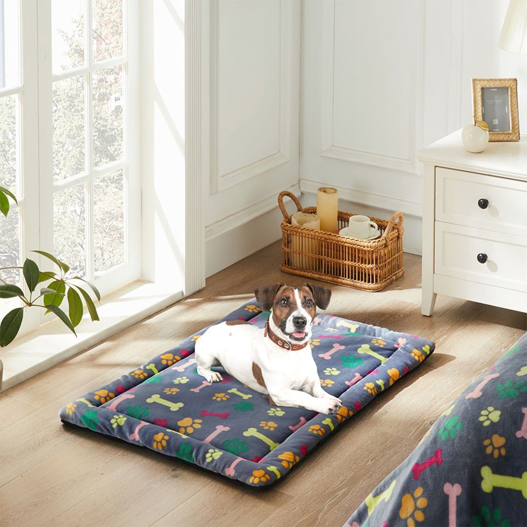 Allisandro Cozy Anti-Slip Kennel Bed & Travel Companion Dog Crate Mat, Vivid Bone, X-Large