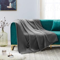 Allisandro Extra Soft Micro Fleece with Sherpa Triple Layer Tech Waterproof Cat & Dog Blanket, Dark Grey, X-Large slide 1 of 9