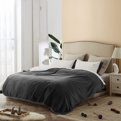 Allisandro Extra Soft Micro Fleece with Sherpa Triple Layer Tech Waterproof Cat & Dog Blanket, Dark Grey, X-Large slide 2 of 9