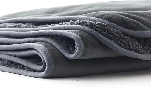 Show full view: Allisandro Extra Soft Micro Fleece with Sherpa Triple Layer Tech Waterproof Cat & Dog Blanket, Dark Grey, X-Large slide 8 of 9