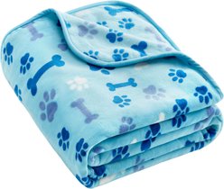Allisandro Microplush Fleece Polyester Dog & Cat Blanket, Blue, Large