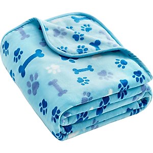 Allisandro Microplush Fleece Polyester Dog & Cat Blanket, Blue, Large