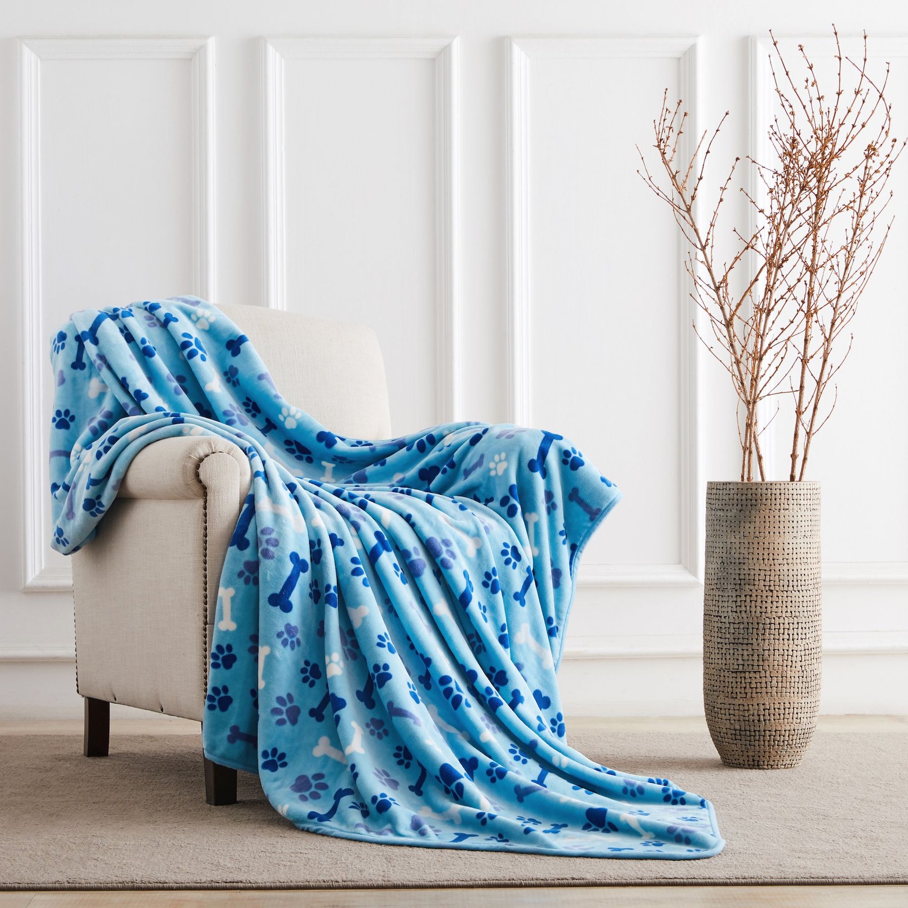Allisandro Microplush Fleece Polyester Dog & Cat Blanket, Blue, XX-Large