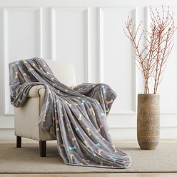 Allisandro Microplush Fleece Polyester Dog & Cat Blanket, Grey Bone, XX-Large