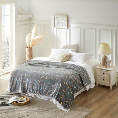 Show full view: Allisandro Microplush Fleece Polyester Dog & Cat Blanket, Grey Bone, XX-Large slide 3 of 8