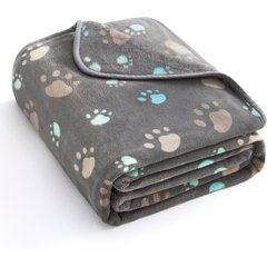 Allisandro Microplush Fleece Polyester Dog & Cat Blanket, Grey Paw, Large
