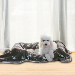 Allisandro Microplush Fleece Polyester Dog & Cat Blanket, Grey Paw, Large slide 2 of 8