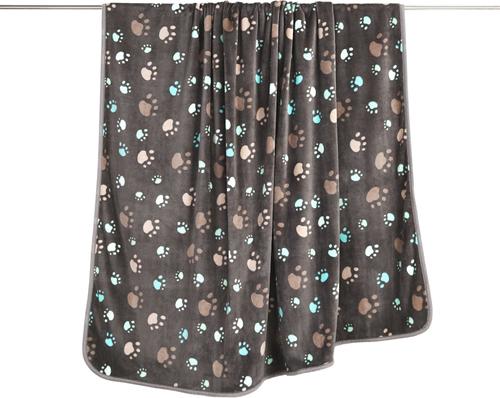 Show full view: Allisandro Microplush Fleece Polyester Dog & Cat Blanket, Grey Paw, X-Large slide 2 of 8