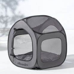 Allisandro Pop up Steel Mesh Exercise Dog Playpen, Medium, Light Gray