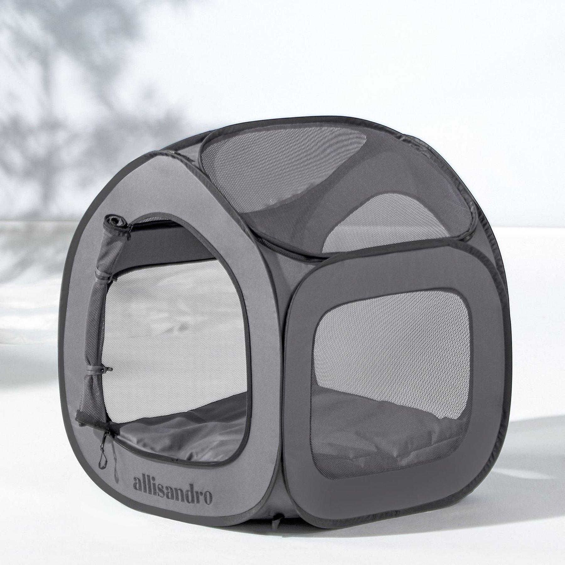 Allisandro Pop up Steel Mesh Exercise Dog Playpen, Medium, Light Gray