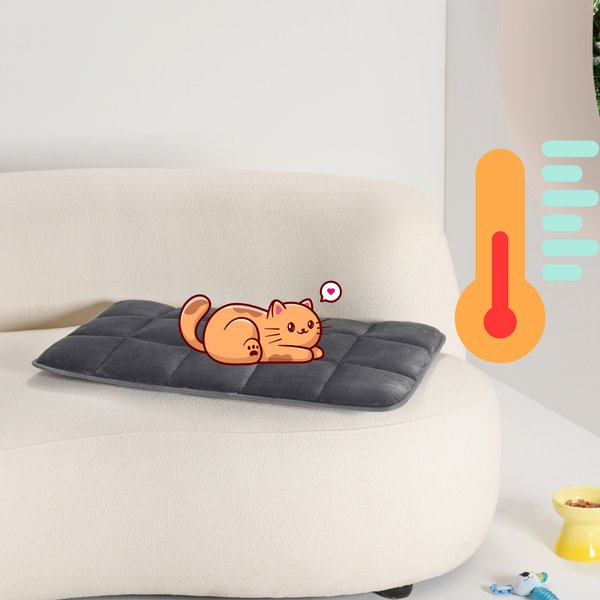 Show full view: Allisandro Quilted Self Warming Cat & Dog Bed, Grey, 30 x 20-in slide 6 of 7