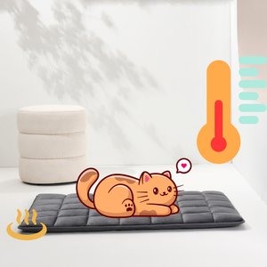 Allisandro Quilted Self Warming Cat & Dog Bed, Grey, 40 x 28-in