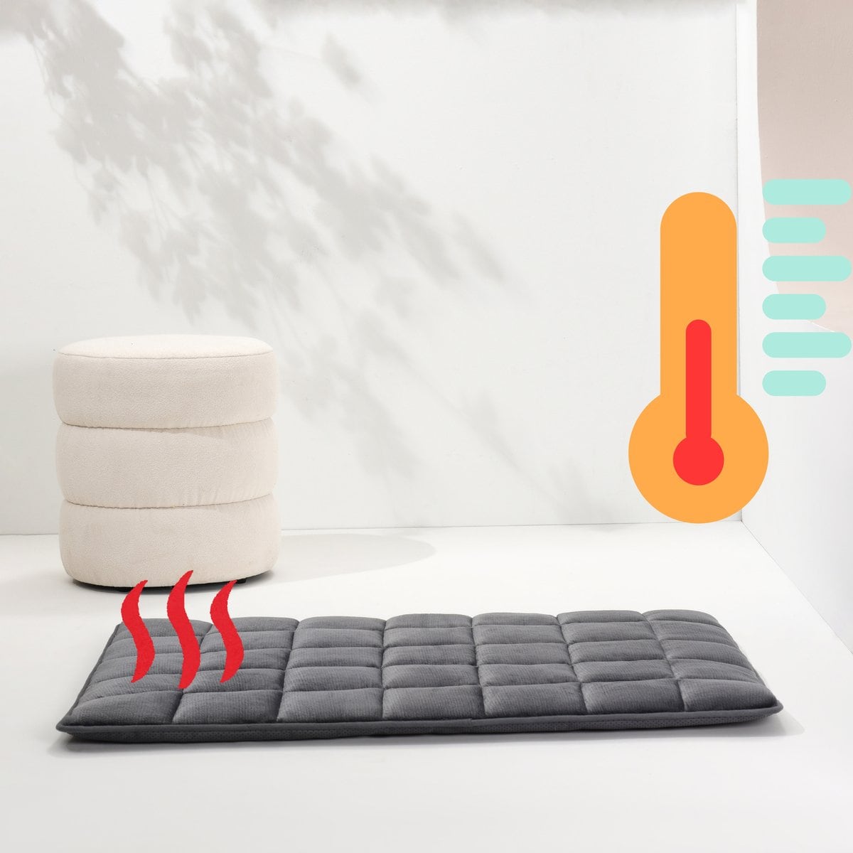 Allisandro Quilted Self Warming Cat & Dog Bed, Grey, 48 x 30-in