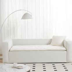 Allisandro Reversible & Luxurious Faux Fur Furniture Protector, Cream, 89-in