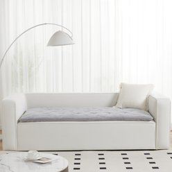 Allisandro Reversible & Luxurious Faux Fur Furniture Protector, Light Grey, 63-in